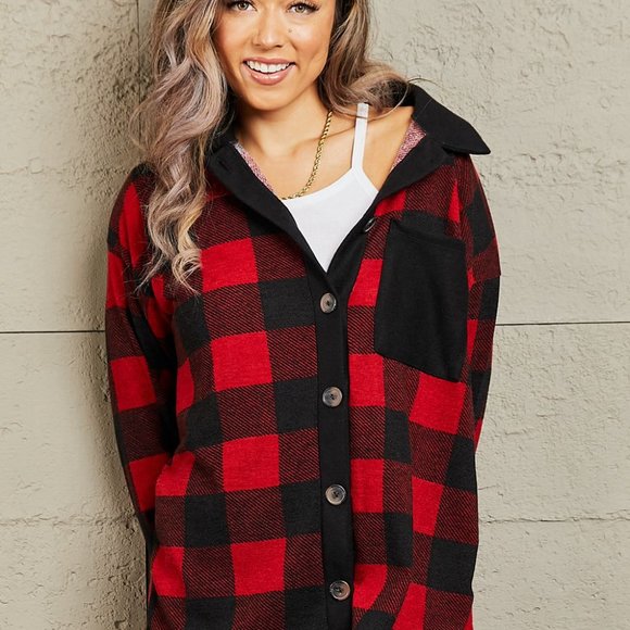 Heimish Make It Last Full Size Contrast Plaid Shacket - Picture 2 of 11